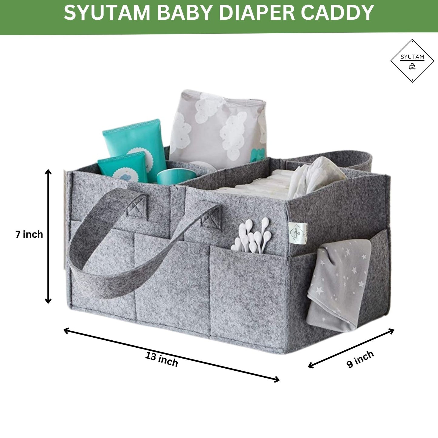 SYUTAM Diaper Caddy Bag for Smart Mothers Baby Diaper Caddy Organizers Baby Wipes Felt Storage, Nursery, Foldable, Portable and Lightweight