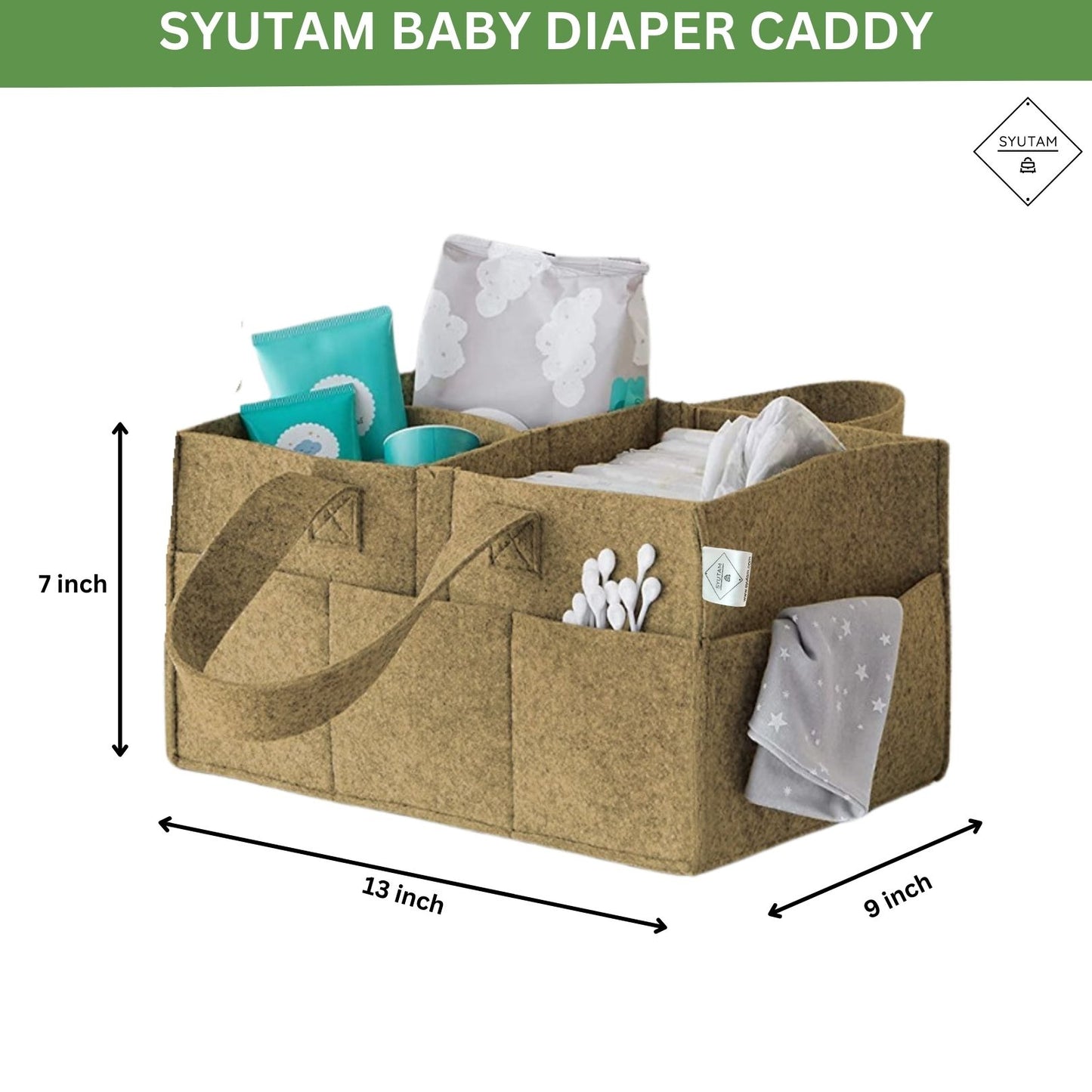 SYUTAM Diaper Caddy Bag for Smart Mothers Baby Diaper Caddy Organizers Baby Wipes Felt Storage, Nursery, Foldable, Portable and Lightweight