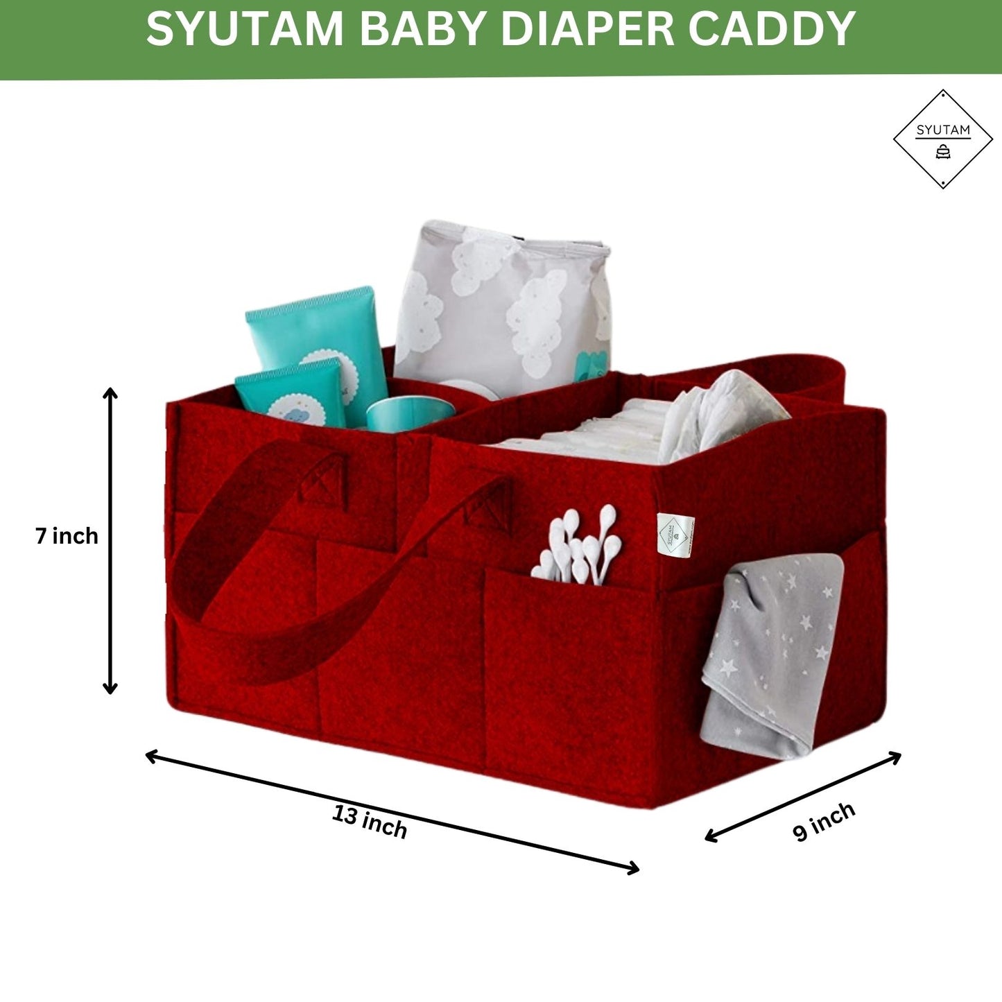 SYUTAM Diaper Caddy Bag for Smart Mothers Baby Diaper Caddy Organizers Baby Wipes Felt Storage, Nursery, Foldable, Portable and Lightweight