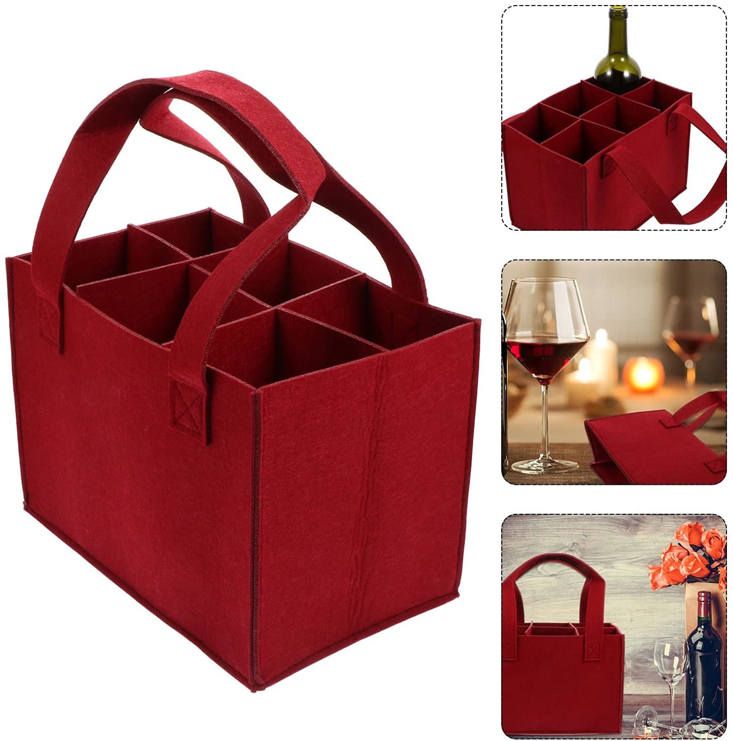 SYUTAM Cotton 6 Bottle Wine Carrier Bag, Reusable Wine Bottle Tote Bag, Portable Wine