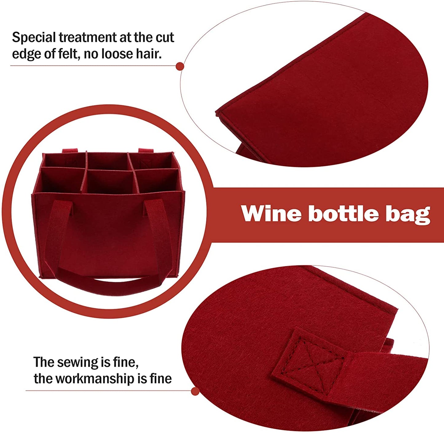 SYUTAM Cotton 6 Bottle Wine Carrier Bag, Reusable Wine Bottle Tote Bag, Portable Wine