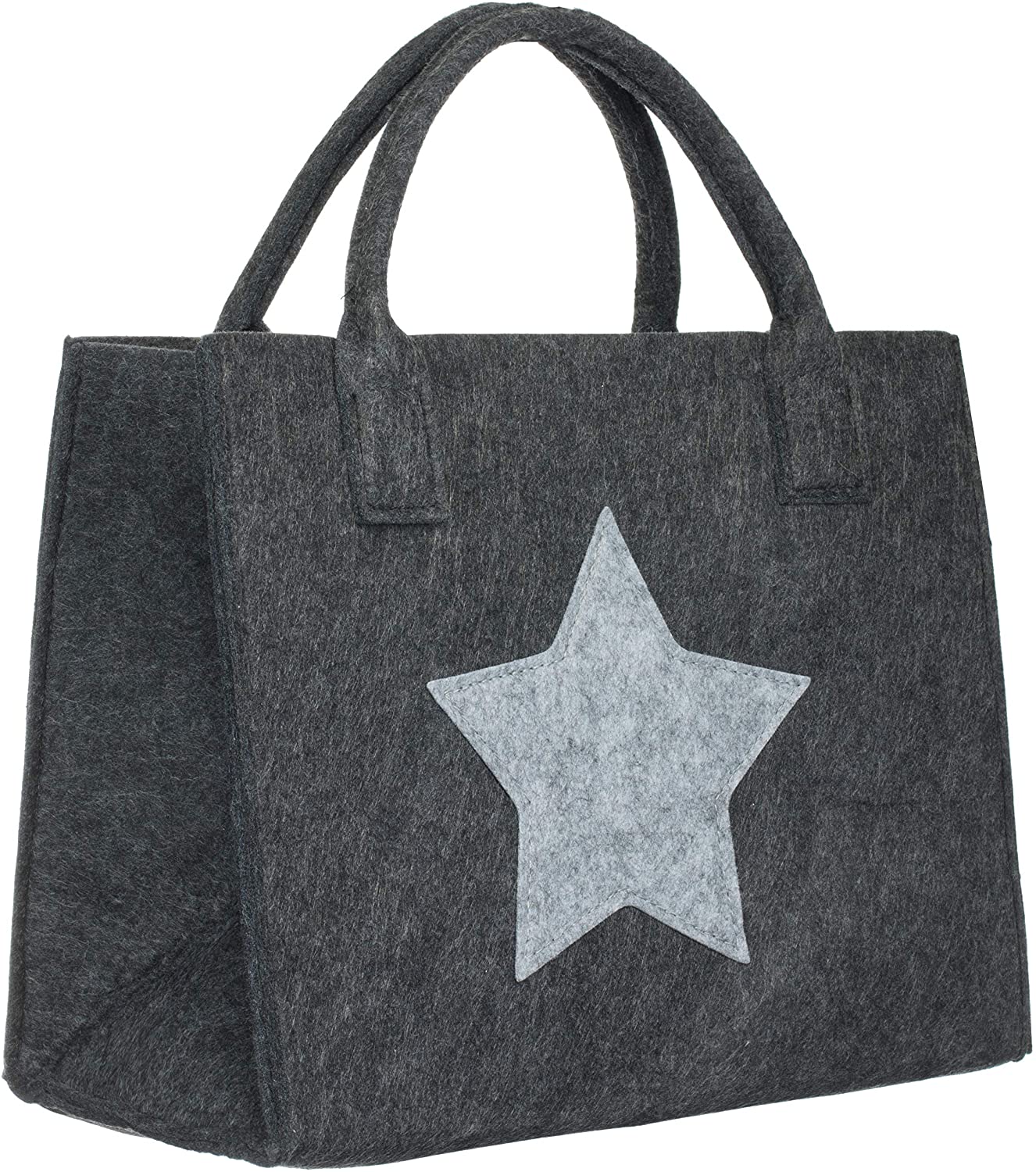 SYUTAM Reusable Shopping Bag, Felt Storage Tote Utility Bag with White Star and Handles | Work, Beach, Travel, Newspaper, Magazine, Toy, Clothes