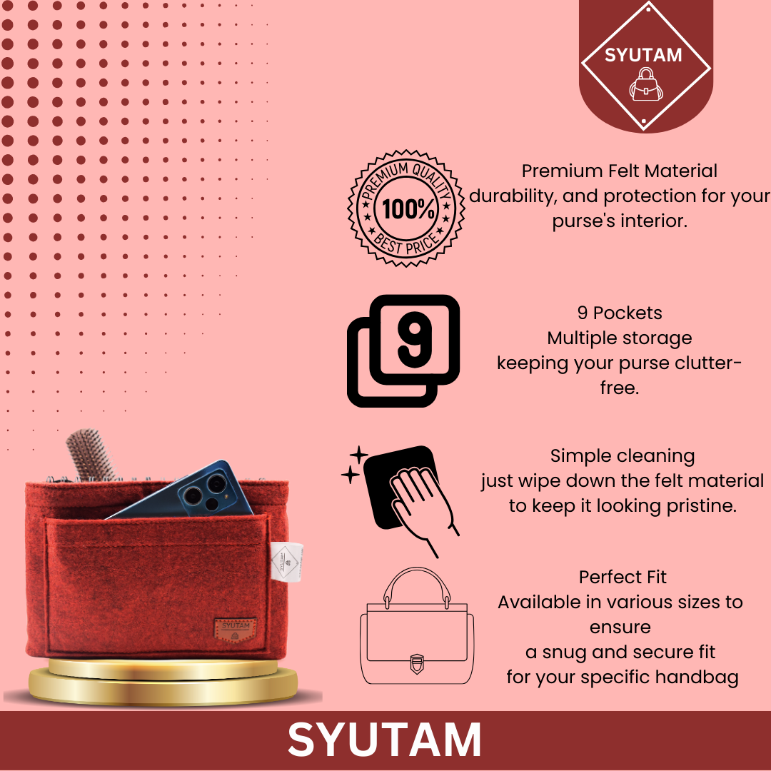 SYUTAM Women Felt Purse Organizer Insert for Ladies Handbag, Tote, Hobo Bag Storage & Purse Divider, Multiple Storage Compartment