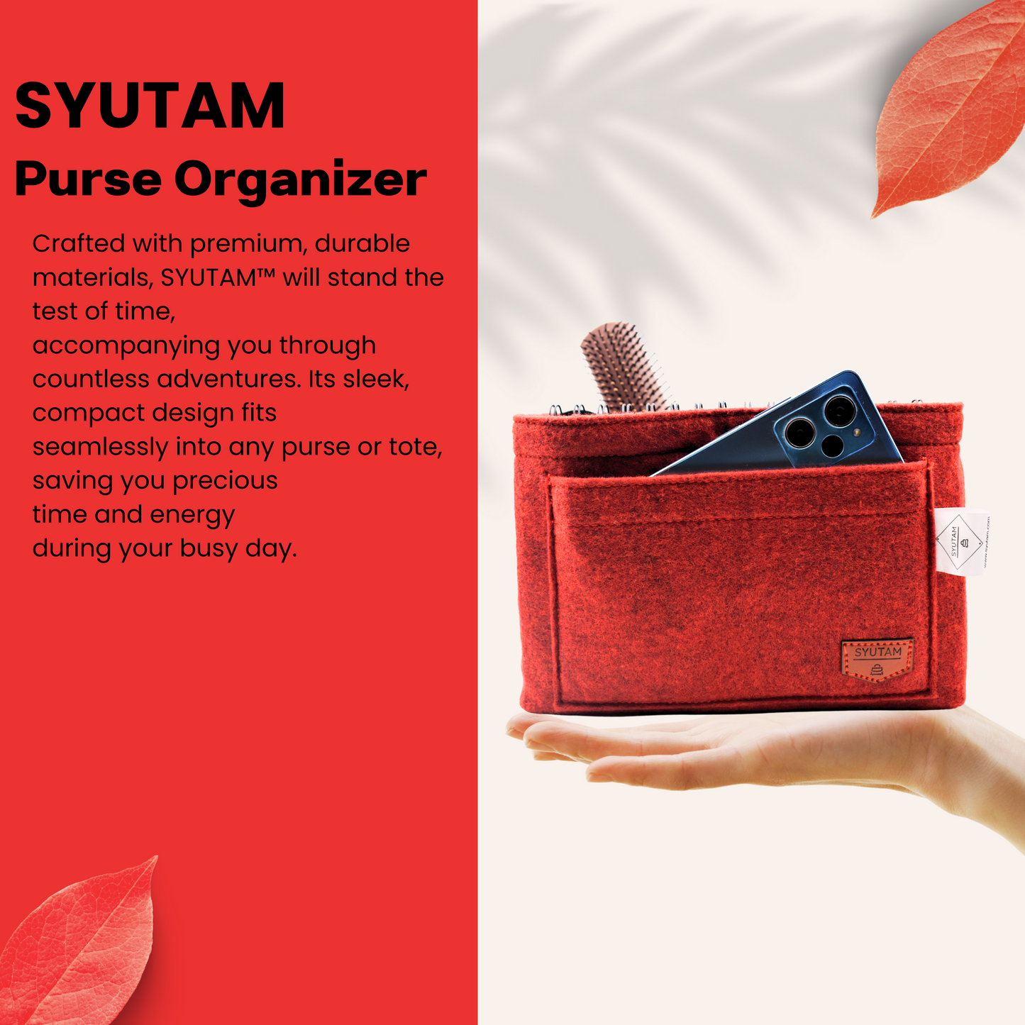 SYUTAM Women Felt Purse Organizer Insert for Ladies Handbag, Tote, Hobo Bag Storage & Purse Divider, Multiple Storage Compartment