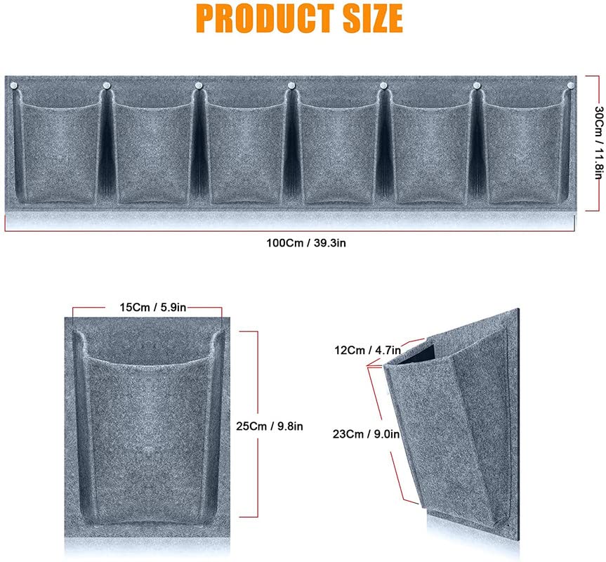 SYUTAM Non-Woven Felt Fabric Vertical Wall Planter 6 Pockets Grow Bag for Gardening, Plants, Flowers, Suitable for Indoor and Outdoor