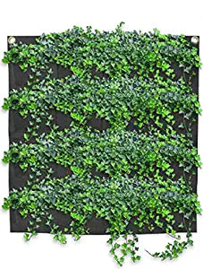 SYUTAM Non-Woven Felt Fabric Wall Planter for Gardening, Plants, Flowers, Suitable for Indoor and Outdoor (Black 16-Pockets