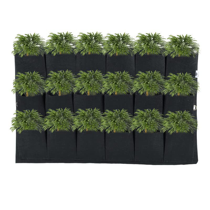 SYUTAM Non-Woven Felt Fabric Wall Planter for Gardening, Plants, Flowers, Suitable for Indoor and Outdoor (Black 16-Pockets