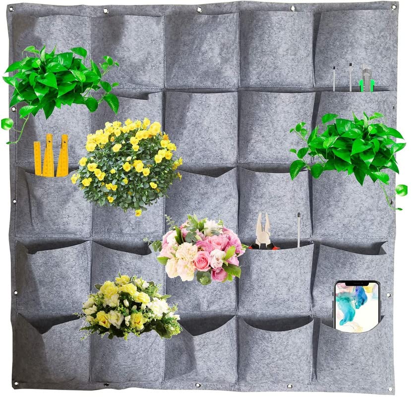 SYUTAM Non-Woven Felt Fabric Vertical Wall Planter 6 Pockets Grow Bag for Gardening, Plants, Flowers, Suitable for Indoor and Outdoor