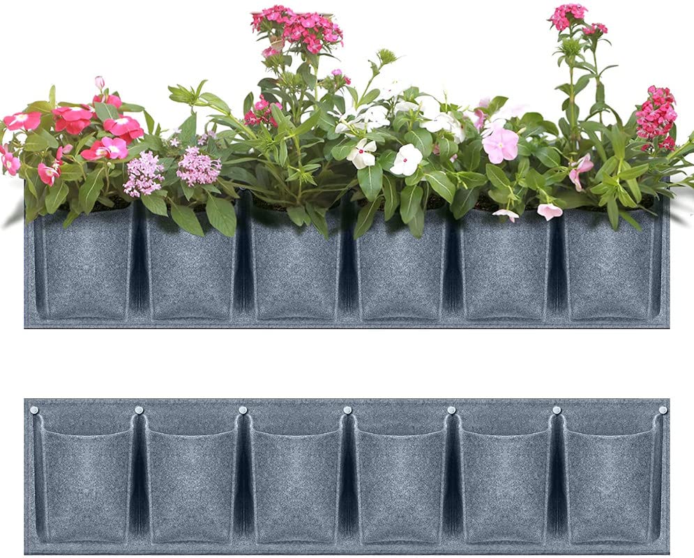 SYUTAM Non-Woven Felt Fabric Vertical Wall Planter 6 Pockets Grow Bag for Gardening, Plants, Flowers, Suitable for Indoor and Outdoor