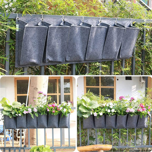 SYUTAM Non-Woven Felt Fabric Vertical Wall Planter 6 Pockets Grow Bag for Gardening, Plants, Flowers, Suitable for Indoor and Outdoor